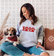 Load image into Gallery viewer, XOXO Paws (red or black) | Gray Unisex Crewneck